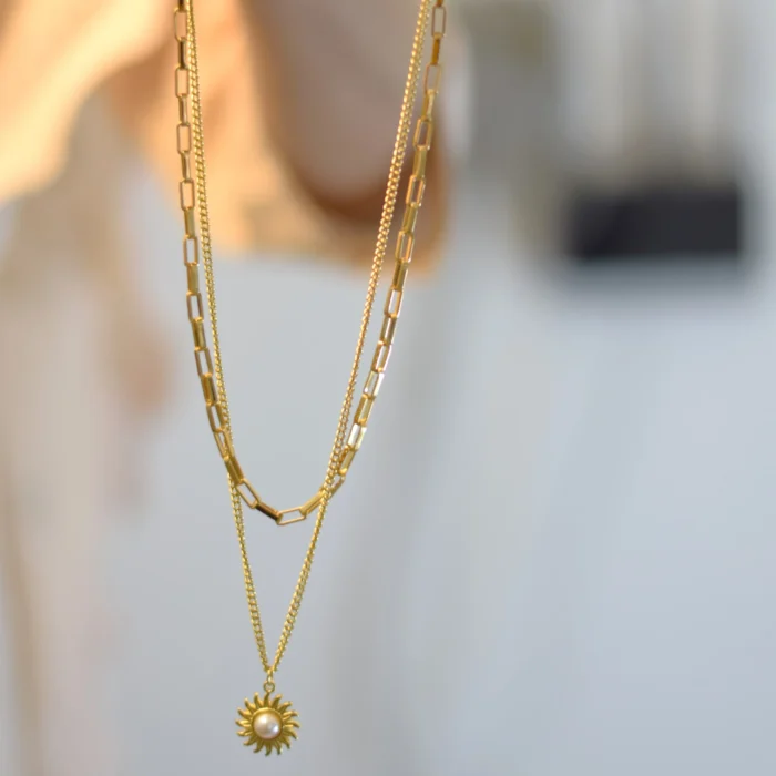 Double layer Sunflower Pendant