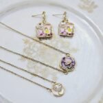 Multicolor Enamel Chain Pendants with Earrings