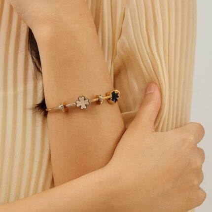 Golden and Black Flower Bracelet( Adjustable Size)